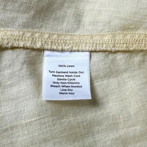 Talbots Pure Irish Linen Yellow Collared V Neck Long Sleeve Blouse - Women's 14 - Picture 7 of 8